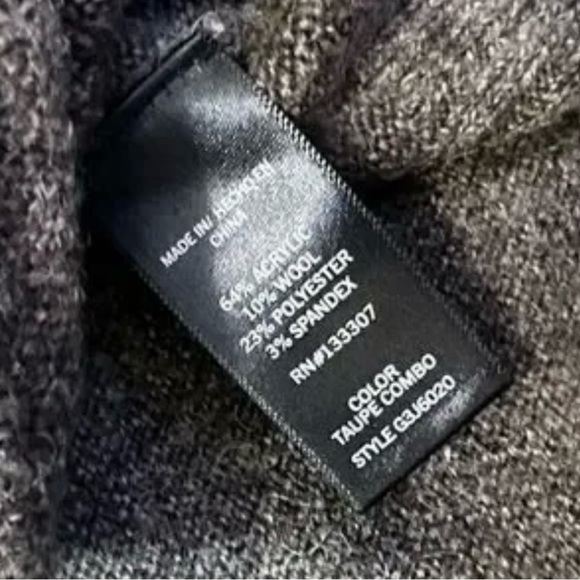 Geoffrey Beene Gray and Brown Turtleneck Sweater Cozy Knit 10% Wool - Picture 6 of 6